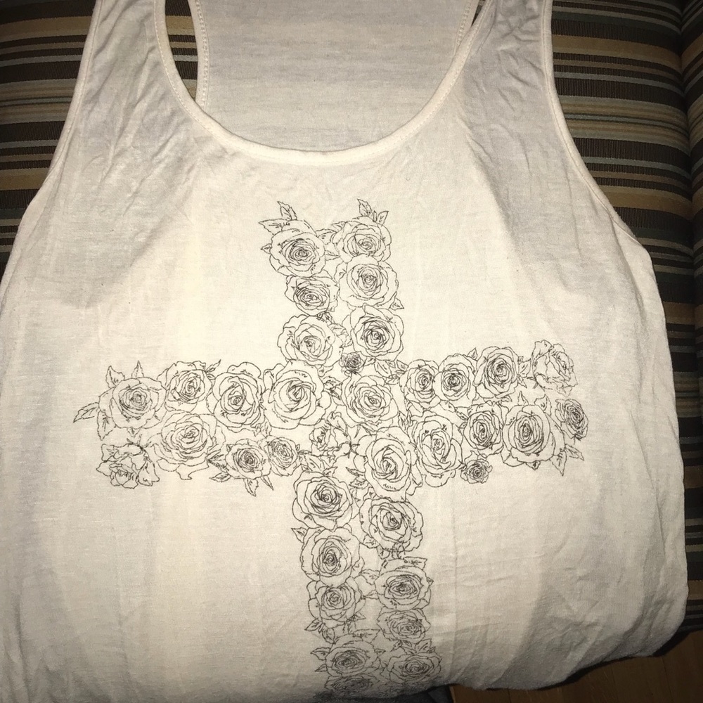 white tank top with cross design